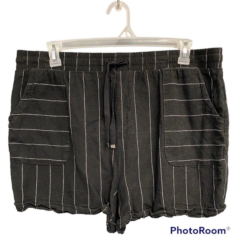 Linen & Rayon Blend Black Shorts, SZ XL (16-18)